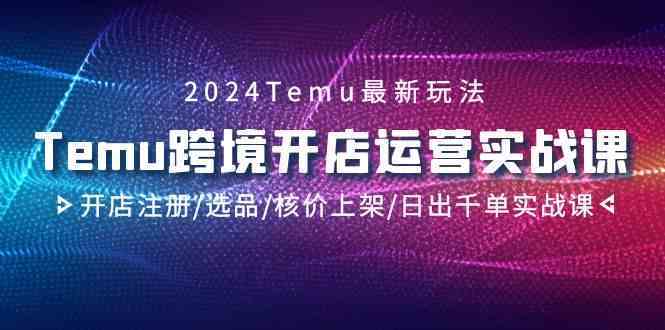 2024Temu跨境开店运营实战课，开店注册/选品/核价上架/日出千单实战课 - 中赚网创-中赚网创