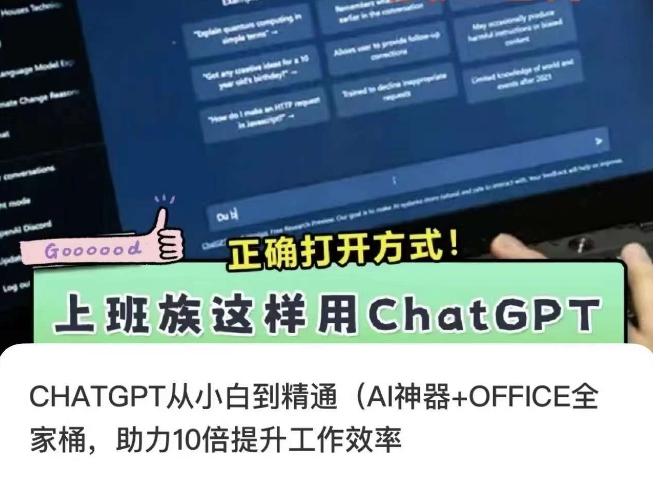 CHATGPT从小白到精通，AI神器+OFFICE全家桶，助力10倍提升工作效率 - 中赚网创-中赚网创