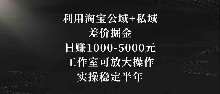 利用淘宝公域+私域差价掘金，日赚1000-5000元，工作室可放大操作，实操… - 中赚网创-中赚网创