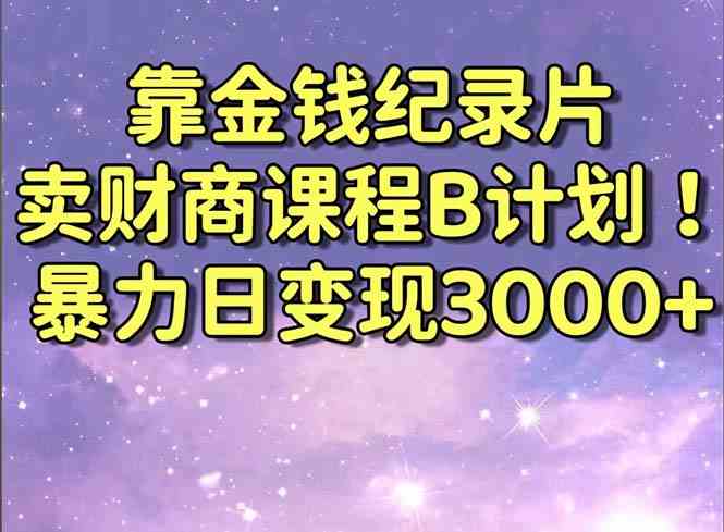 靠金钱纪录片卖财商课程B计划！暴力日变现3000+，喂饭式干货教程！ - 中赚网创-中赚网创