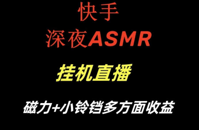 快手深夜性感ASMR挂机直播，磁力+小铃铛收益（附带工具和5G素材） - 中赚网创-中赚网创