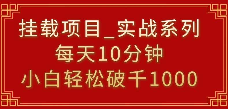 挂载项目，小白轻松破1000，每天10分钟，实战系列保姆级教程【揭秘】 - 中赚网创-中赚网创