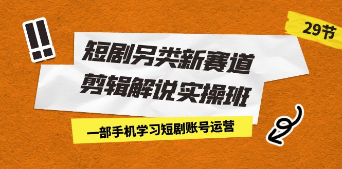 短剧另类新赛道剪辑解说实操班：一部手机学习短剧账号运营（29节 价值500） - 中赚网创-中赚网创