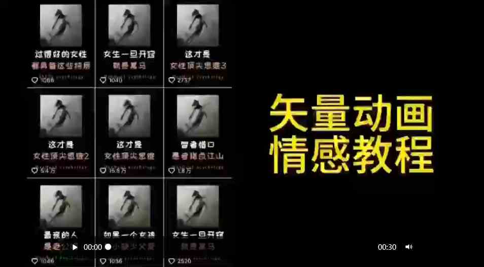 矢量动画情感教程：高点赞涨粉，适合情感、思维、创业教育等赛道 - 中赚网创-中赚网创