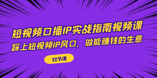 短视频口播IP实战指南视频课，踩上短视频IP风口，做能赚钱的生意（22节课） - 中赚网创-中赚网创