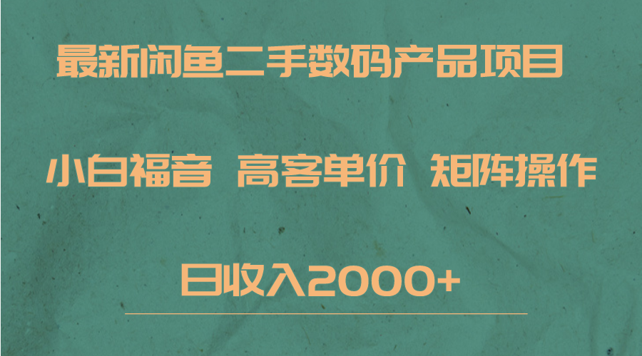 最新闲鱼二手数码赛道，小白福音，高客单价，矩阵操作，日收入2000+ - 中赚网创-中赚网创