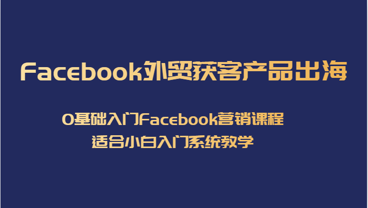 Facebook外贸获客产品出海，0基础入门Facebook营销课程，适合小白入门系统教学 - 中赚网创-中赚网创