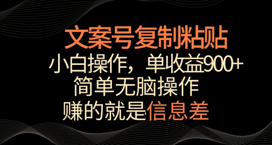 文案号掘金，简单复制粘贴，小白操作，单作品收益900+ - 中赚网创-中赚网创