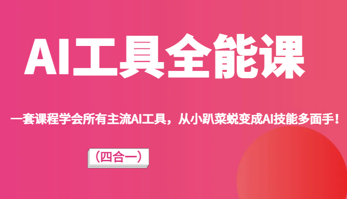 AI工具全能课（四合一）一套课程学会所有主流AI工具，从小趴菜蜕变成AI技能多面手！ - 中赚网创-中赚网创