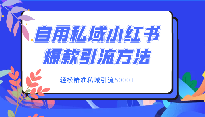 自用私域小红书爆款引流方法，轻松精准私域引流5000+ - 中赚网创-中赚网创