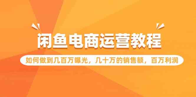 闲鱼电商运营教程：如何做到几百万曝光，几十万的销售额，百万利润 - 中赚网创-中赚网创