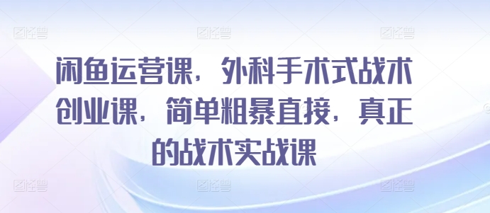 闲鱼运营课，外科手术式战术创业课，简单粗暴直接，真正的战术实战课 - 中赚网创-中赚网创