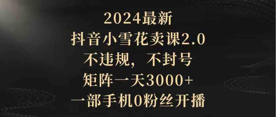 2024最新抖音小雪花卖课2.0 不违规 不封号 矩阵一天3000+一部手机0粉丝开播 - 中赚网创-中赚网创