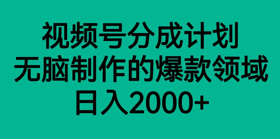 视频号分成计划，轻松无脑制作的爆款领域，日入2000+ - 中赚网创-中赚网创