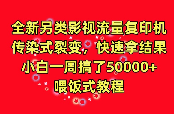 全新另类影视流量复印机，传染式裂变，快速拿结果，小白一周搞了50000+，喂饭式教程 - 中赚网创-中赚网创