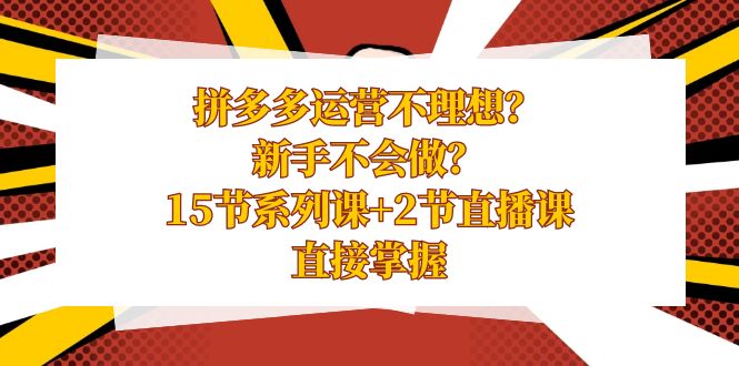 拼多多运营不理想？新手不会做？15节系列课+2节直播课学会直接掌握 - 中赚网创-中赚网创