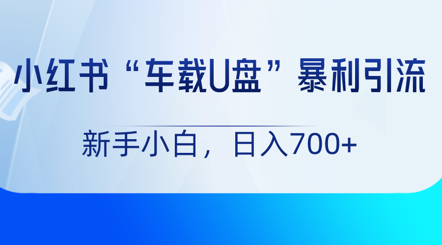 小红书“车载U盘”项目，暴利引流，新手小白轻松日入700+ - 中赚网创-中赚网创