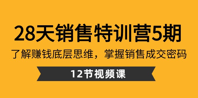 28天销售特训营5期：了解赚钱底层思维，掌握销售成交密码（12节课） - 中赚网创-中赚网创