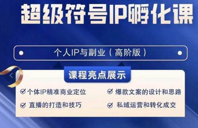 超级符号IP孵化高阶课，建立流量思维底层逻辑，打造属于自己IP（51节课） - 中赚网创-中赚网创