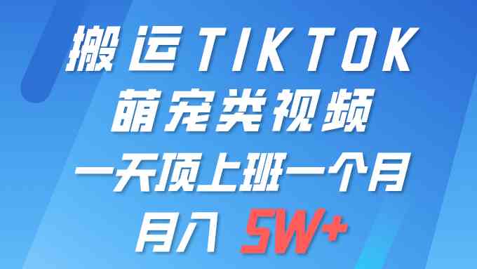 一键搬运TIKTOK萌宠类视频 一部手机即可操作 所有平台均可发布 轻松月入5W+ - 中赚网创-中赚网创