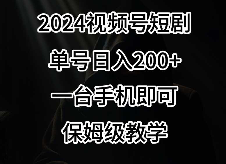 2024风口，视频号短剧，单号日入200+，一台手机即可操作，保姆级教学【揭秘】 - 中赚网创-中赚网创