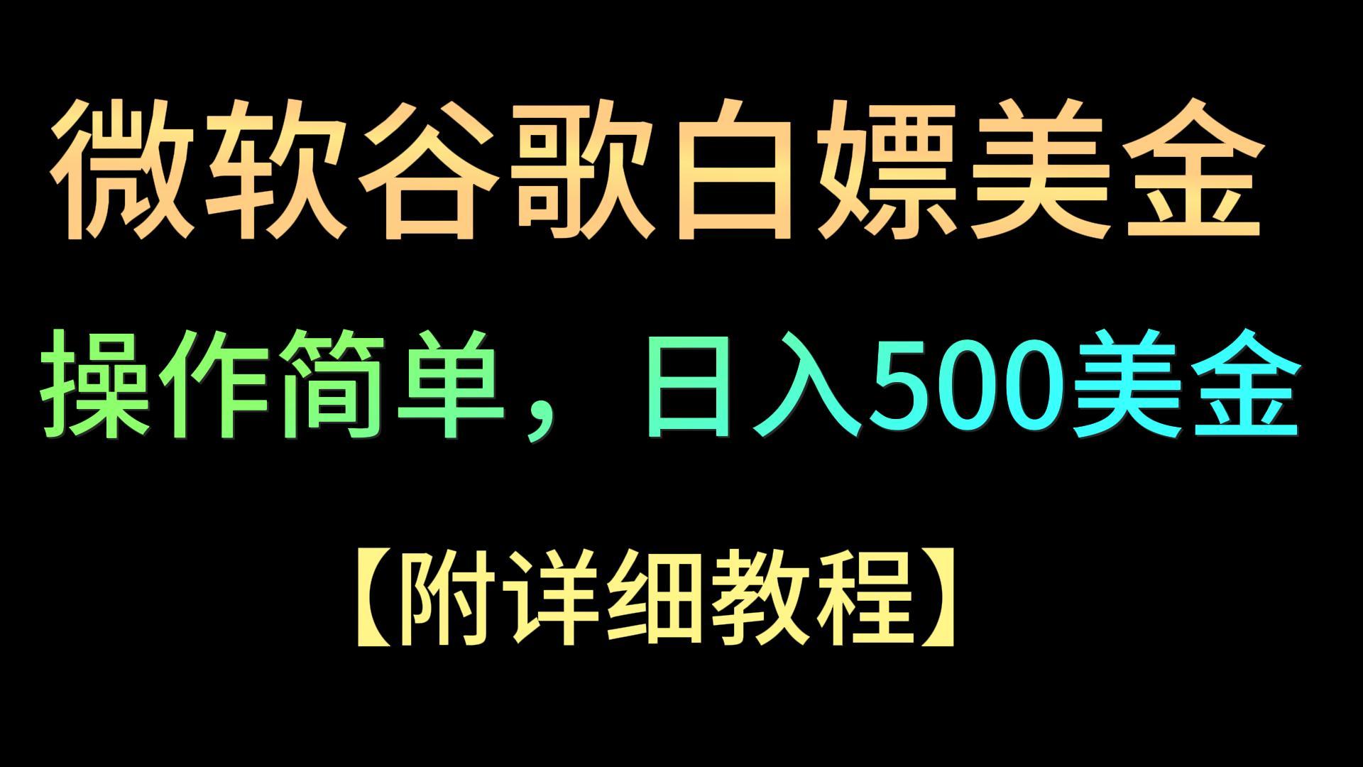 微软谷歌项目3.0，轻松日赚500+美金，操作简单，小白也可轻松入手！ - 中赚网创-中赚网创