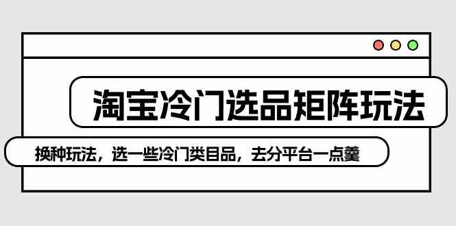 淘宝冷门选品矩阵玩法：换种玩法，选一些冷门类目品，去分平台一点羹 - 中赚网创-中赚网创