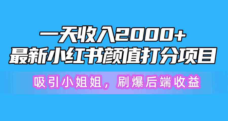 一天收入2000+，最新小红书颜值打分项目，吸引小姐姐，刷爆后端收益 - 中赚网创-中赚网创