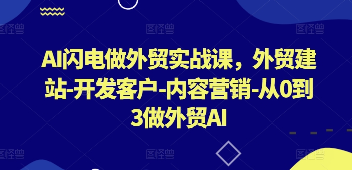 AI闪电做外贸实战课，​外贸建站-开发客户-内容营销-从0到3做外贸AI - 中赚网创-中赚网创