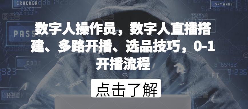 数字人操作员，数字人直播搭建、多路开播、选品技巧，0-1开播流程 - 中赚网创-中赚网创