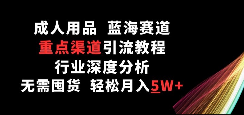 成人用品，蓝海赛道，重点渠道引流教程，行业深度分析，无需囤货，轻松月入5W+ - 中赚网创-中赚网创