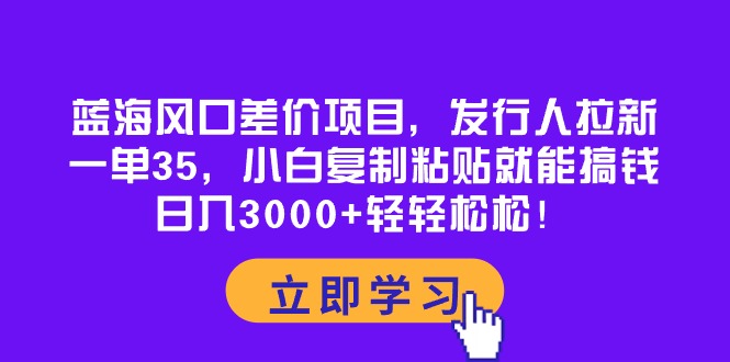 蓝海风口差价项目，发行人拉新，一单35，小白复制粘贴就能搞钱！日入30… - 中赚网创-中赚网创