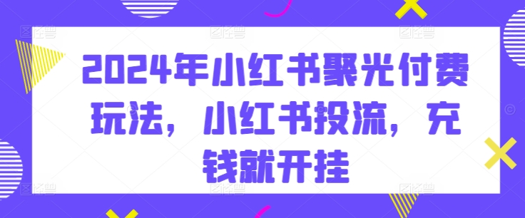 2024年小红书聚光付费玩法，小红书投流，充钱就开挂 - 中赚网创-中赚网创