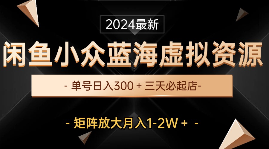 最新闲鱼小众蓝海虚拟资源，单号日入300＋，三天必起店，矩阵放大月入1-2W - 中赚网创-中赚网创