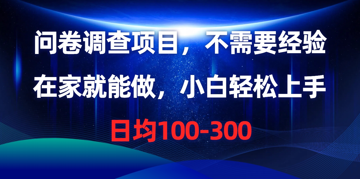 问卷调查项目，不需要经验，在家就能做，小白轻松上手，日均100-300 - 中赚网创-中赚网创