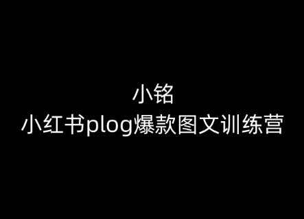 小铭-小红书plog爆款图文训练营，教你从0-1做小红书 - 中赚网创-中赚网创