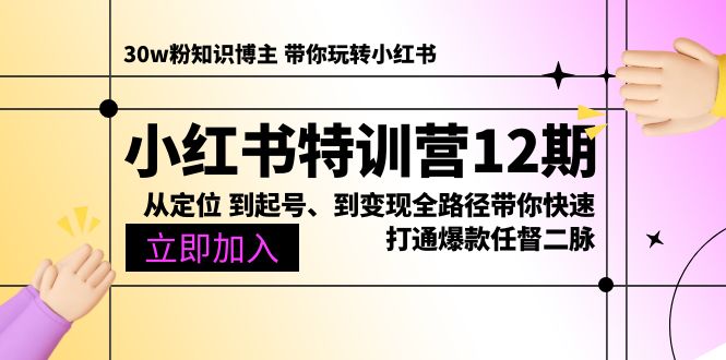 小红书特训营12期：从定位 到起号、到变现全路径带你快速打通爆款任督二脉 - 中赚网创-中赚网创