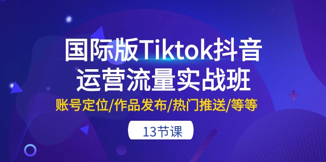 国际版Tiktok抖音运营流量实战班：账号定位/作品发布/热门推送/等等（13节） - 中赚网创-中赚网创