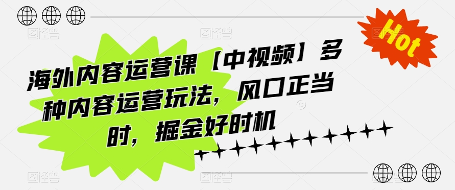 海外内容运营课【中视频】多种内容运营玩法，风口正当时，掘金好时机 - 中赚网创-中赚网创