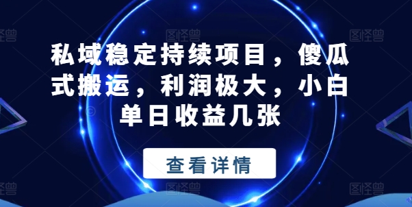 私域稳定持续项目，傻瓜式搬运，利润极大，小白单日收益几张 - 中赚网创-中赚网创