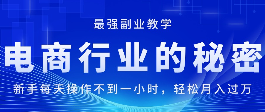 电商行业的秘密，新手每天操作不到一小时，月入过万轻轻松松，最强副业… - 中赚网创-中赚网创