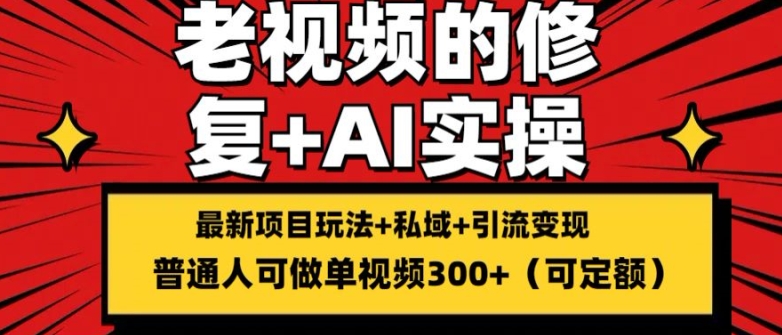 修复老视频的玩法，搬砖+引流的变现(可持久)，单条收益300+ - 中赚网创-中赚网创