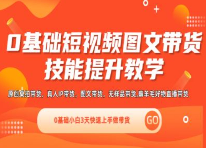 0基础短视频图文带货实操技能提升教学(直播课+视频课),0基础小白3天快速上手做带货 - 中赚网创-中赚网创