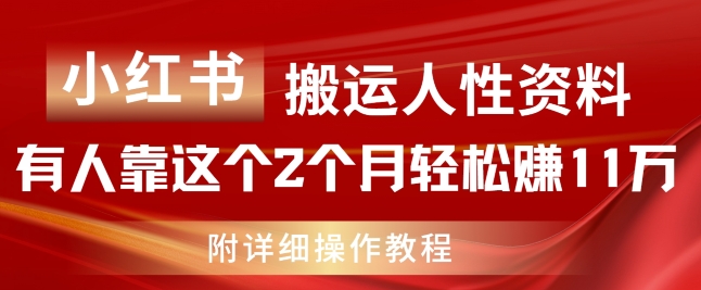 小红书搬运人性资料，有人靠这个2个月轻松赚11w，附教程 - 中赚网创-中赚网创