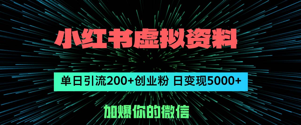 （12164期）小红书虚拟资料日引流200+创业粉，单日变现5000+ - 中赚网创-中赚网创