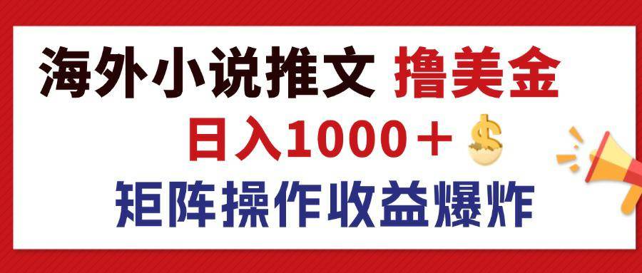 （12333期）最新海外小说推文撸美金，日入1000＋ 蓝海市场，矩阵放大收益爆炸 - 中赚网创-中赚网创