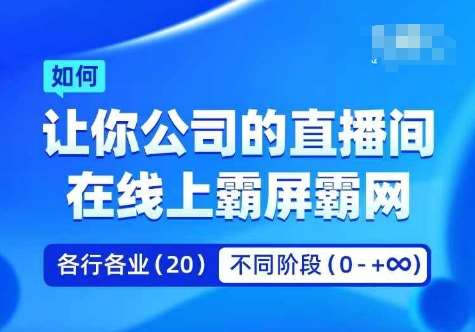 企业矩阵直播霸屏实操课，让你公司的直播间在线上霸屏霸网 - 中赚网创-中赚网创