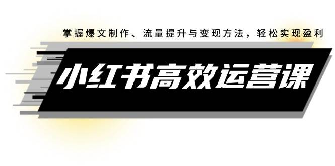 （12369期）小红书高效运营课：掌握爆文制作、流量提升与变现方法，轻松实现盈利 - 中赚网创-中赚网创