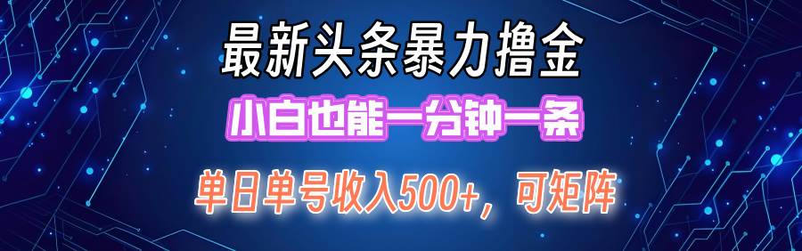 （12380期）最新暴力头条掘金日入500+，矩阵操作日入2000+ ，小白也能轻松上手！ - 中赚网创-中赚网创