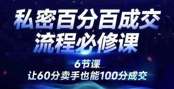 私密百分百成交流程线上训练营，绝对成交，让60分卖手也能100分成交 - 中赚网创-中赚网创